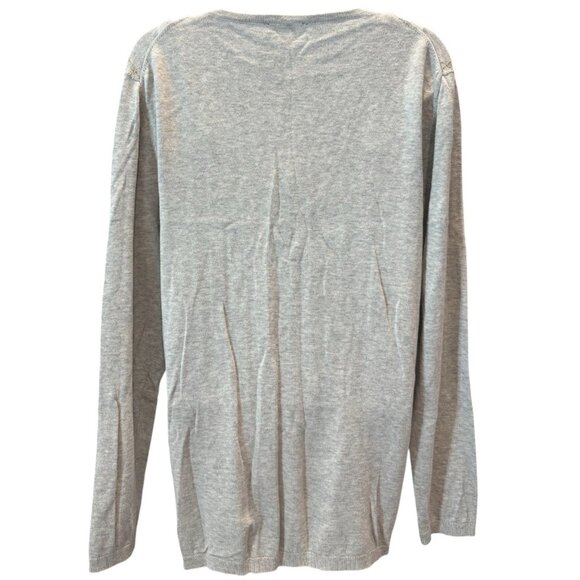 Tommy Hilfiger XL Argyle Sweater Gray Cream Metallic V-Neck Classic Fall Preppy - Picture 3 of 5